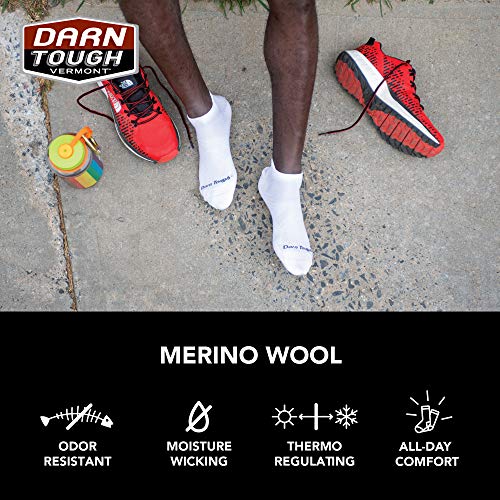 Darn Tough Men's Element No Show Tab Lightweight Running Socks - Large White