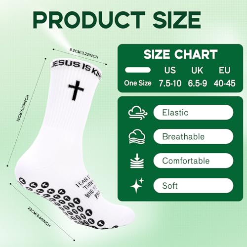 Christian Anti Slip Bible Verse Cross Print Socks - Black & White 4:13 / 6 - 4 Pairs