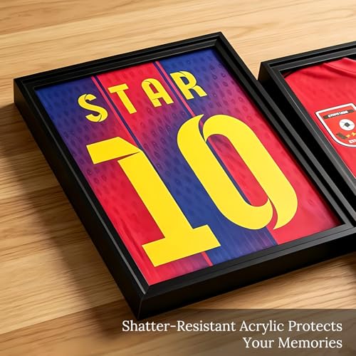 2-Pack Jersey Shadow Box Display Cases - Solid Pine Wall Mount Frames