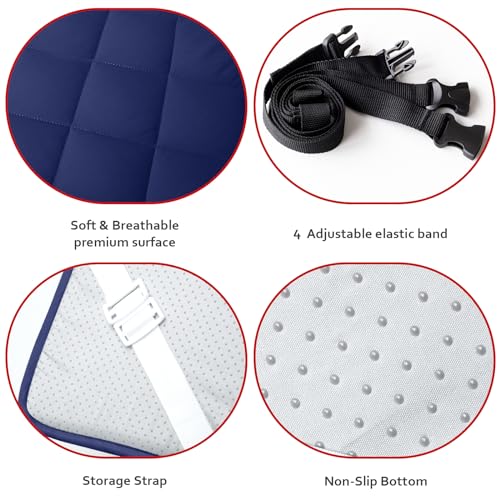 Navy Quilted Foam Mattress Topper Pad for Camping & RV Beds 75x30