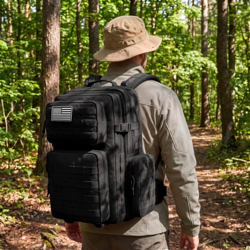 TILYMOL 55L Military Tactical Backpack Black - Large Assault Pack
