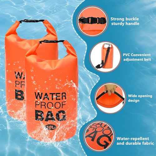 Waterproof Dry Bag ? 2-Pack 10L Roll-Top Dry Bags for Kayaking, Boating, Fishing, Camping & Beach ? Lightweight Waterproof Backpack Keeps Gear Dry