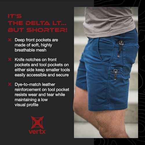 Vertx Delta LT 10 Inch Mens Tactical Shorts with Pockets, Lightweight Stretch Casual Workwear, Tactical Gear, Athletic-Fit