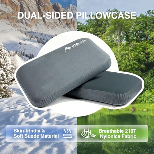 Memory Foam Camping Pillow for Backpacking & Travel - Supports Neck & Deep Sleep