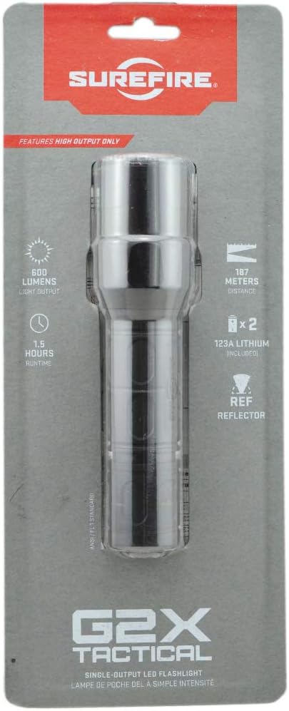 SureFire G2X Tactical 600 Lumen EDC Flashlight Bundle with 2x Extra SureFire CR123A and Lightjunction Battery Case (Black)