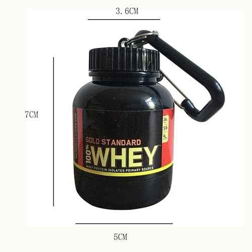 Protein Powder and Supplement Funnel Keychain - Protein Powder Container with Durable Key-Chain Portable to-Go Container for The Gym, Workouts, Fitness, and Travel, Black (2Pack, NO)