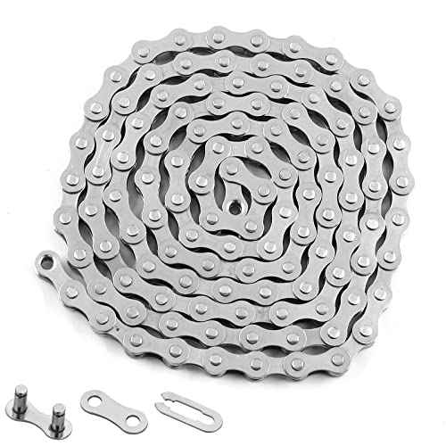 Waziaqoc Single Speed Bike Chain 1/2" x 1/8" Inch 114 Links, Carbon Steel Bicycle Chain 1 Speed