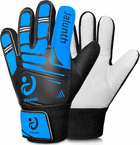 Kids Soccer Goalkeeper Gloves - Blue, Size 8, Anti-Skid Latex Grip, Youth Training Gloves for Ages 11-14