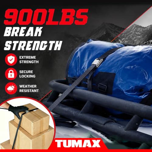 TUMAX Black 6-Pack 1" x 12FT Cam Buckle Tie Down Straps - Heavy Duty Cargo Securing