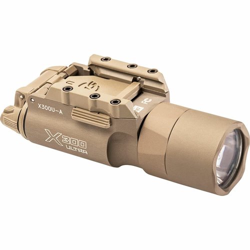 Sure Fire X300U-A Ultra High Output 1000 Lumens LED Weapon Light, Tan, with 12 Extra CR123A and 3 Battery Cases - Universal/Picatinny Lever Latch Rail Mount - Compatible with Rechargeable