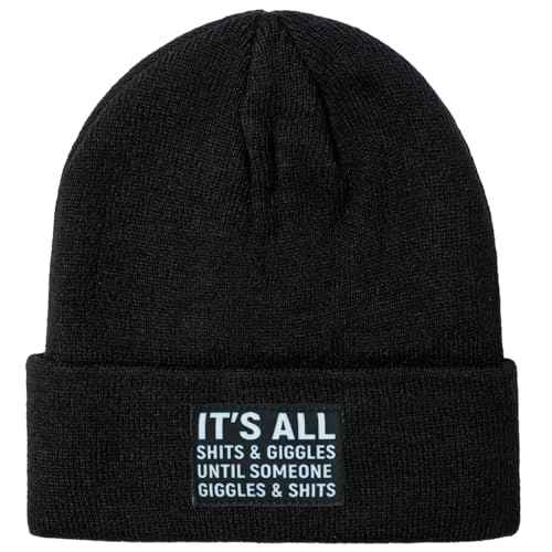 Funny Beanies Warm Knit Hats Fall Winter Black Hip Pop Knit Hat Cap for Women Men