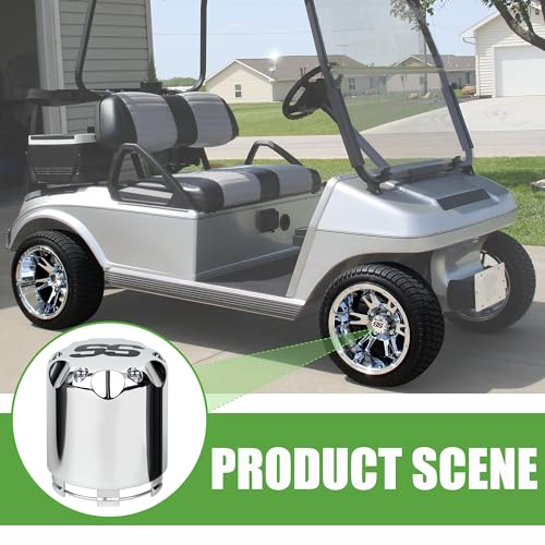 Silver Golf Cart Wheel Center Cap Cover 10L0L SS Logo Chrome 4 Pack