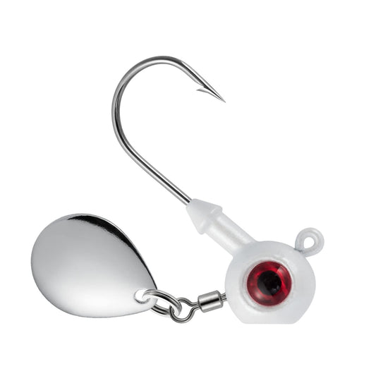 Dr.Fish 10 Pack Underspin Jigs Heads Freshwater Swimbait Ball Jig Bass Walleye Fishing Hooks Colorado Spinner Blade Flat Bottom Stand up 1/8oz