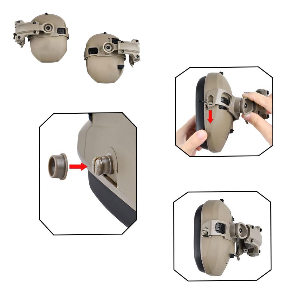 ARC Rail Adapter for Tactical Helmets, Fast Helmets Accessories Compatible with Walker's Razor and Razor Digital Earmuffs (Tan)