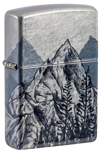 Zippo Outdoor Windproof Lighter - Chrome Mountain Sketch Variation