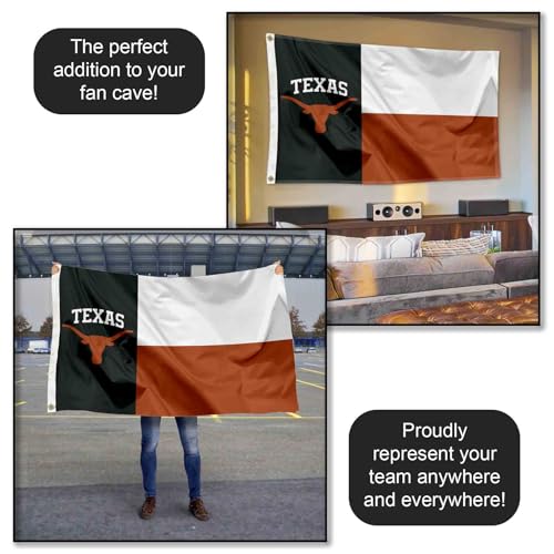 College Texas Longhorns Flag 3x5 ft University Sports Banner for Home and Tailgating