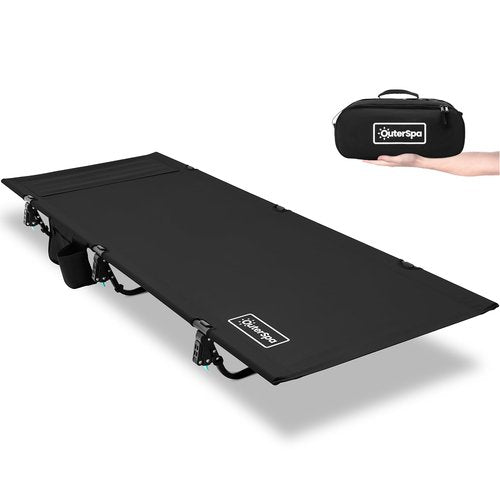OuterSpa Portable Camping Cot, Sleeping Cots for Adults, Ultralight Backpacking Cot, Compact, Collapsible, Easy Set-Up, Supports 500lbs, Lightweight Camp Cot for Adults, Camping, Outdoors and Home