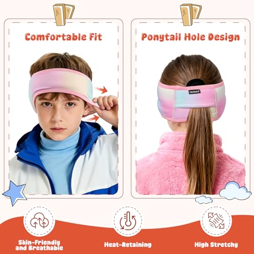 Kids Winter Ear Headband for Girls Boys Thickened Fleece Children Warmers Ear Muffs for Cold Weather Running Cycling