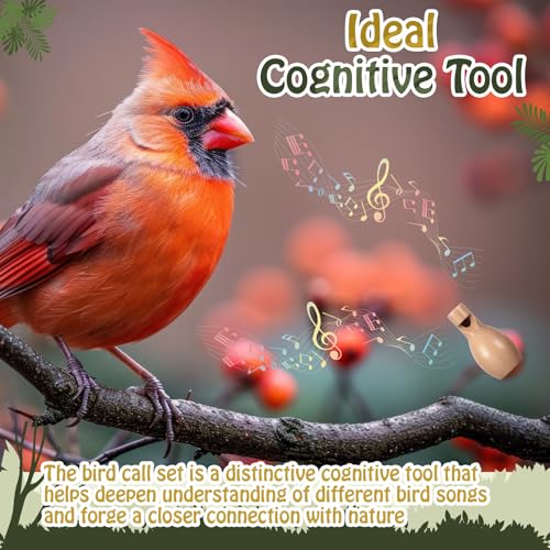 9 Pack Wooden Bird Calls Set - Handcrafted Realistic Bird Sound Whistles for Birdwatching & Outdoors