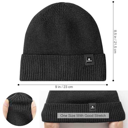 Ocatoma Beanie for Men Soft Knit Cuffed Unisex Beanie Warm Winter Ski Hats Gifts for Men Women