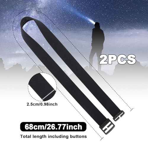 2pcs Elastic Headlamp Strap, Headlamp Band Replacement Head Lamp Comfort Belt Headlamp Headband Holder Headlamp Accessories Compatible with Black Diamond, Petzl, Princeton Tec, Fenix, Streamlight