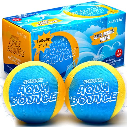 Activ Life Larger 3-Inch Water Skip Balls - 2 Pack Yellow Cyan for Pool & Beach Play