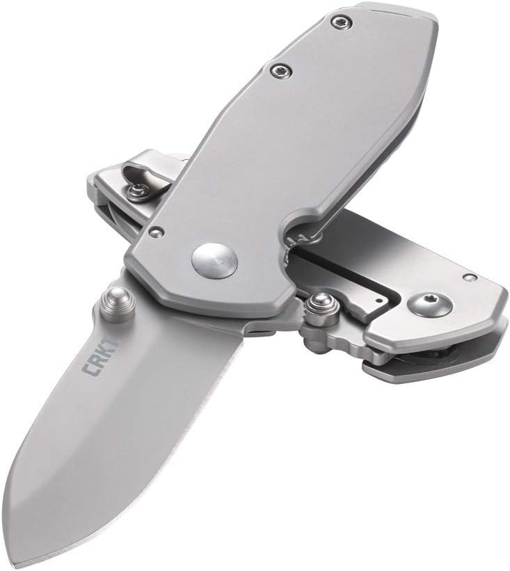 CRKT Squid Everyday Carry EDC Pocket Folding Knife with Frame Lock: Stainless Steel Plain Edge Blade, Stainless Steel Handle, Pocket Clip, 2490KS