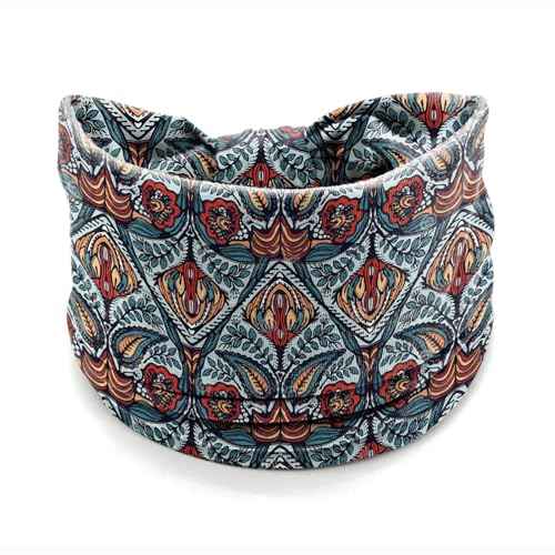 Boho Headbands for Women ? 4 Pack Wide Stretchy Turban Head Wraps, Floral Tribal Print Hair Bands for Yoga, Workout, Travel, Festival Accessories