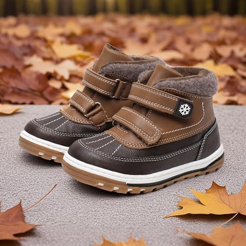 Toddler Boys Girls Ankle Boots - Fall & Winter Shoes, Dark Brown 6