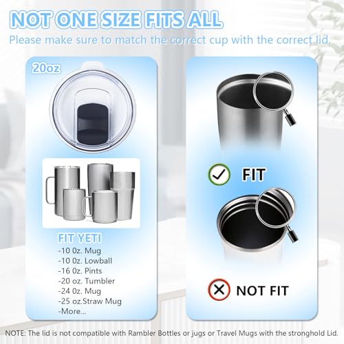 4 Pack 20 oz Tumbler Lid, Magnetic Slider Replacement Lids for YETI 20 oz Tumbler, 10/24 oz Mug and 10 oz Lowball, Spill Proof Cup Lids Covers Compatible for Ozark Trail, Old Style Rtic, BPA Free