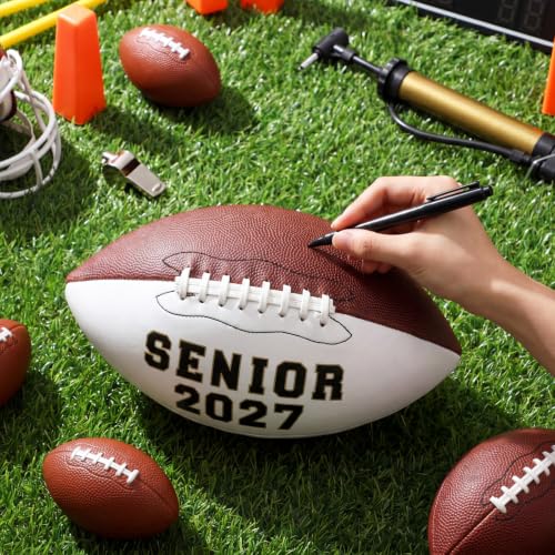 Official Size 9 Signature Football for Graduation & Sports Collecting - White Autograph Ball Set