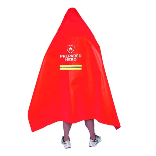Prepared Hero Flame Shield 1 Pack - Resistant Up To 1100 Degrees - CE Certified - Fire Cape - Fire Cloak - Fireproof Clothing - Fireproof Hooded Cloak - Emergency Fire Blanket For Home