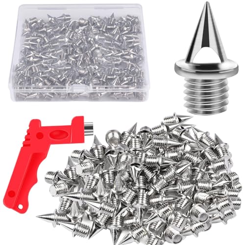 Silvery 120PCS 1/4 Inch Track Shoe Spikes Replacement with Wrench for Running