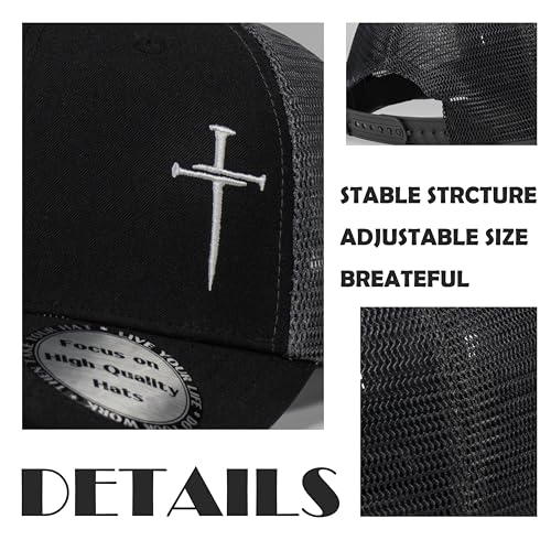 Christian Hats for Men Women,Jesus 3 Nail Cross Hat Christian Religious Gifts for Birthday/Christmas