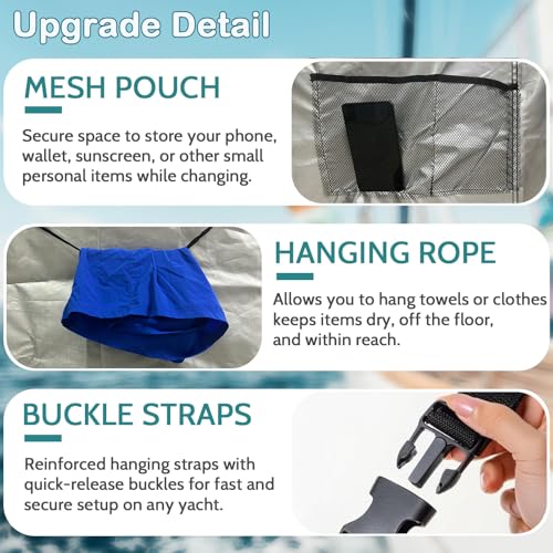 Boat Privacy Curtain Tent 420D Waterproof Shower Enclosure with Mesh Bag, Adjustable Height