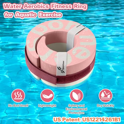 Water Aerobics Float Ring for Pool - Pink, 8-13 Inches Adjustable Aquatic Cuffs