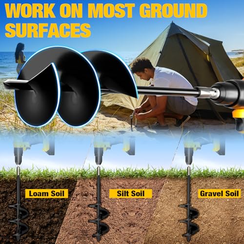 Heavy Duty Ground Anchors Screw-In 18 Inch - Black Round Head, 8 Pack with Straps