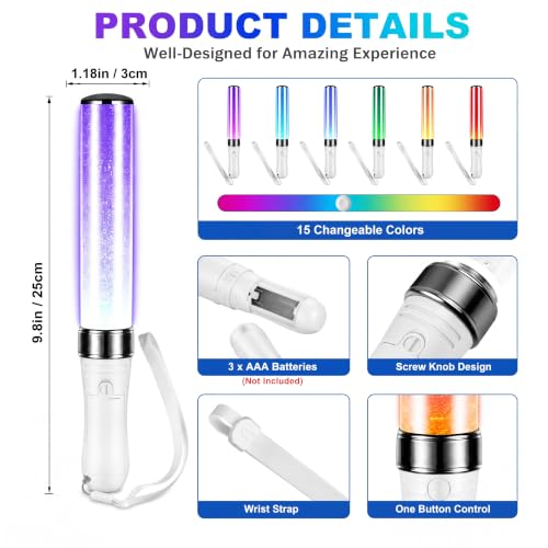 Lewtemi 10 Pcs Halloween LED Glow Sticks - 15 Color Reusable Light Up Party Supplies