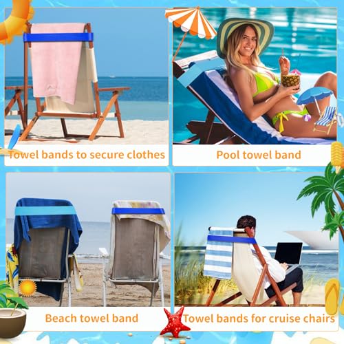 8 Pack Beach Towel Bands Stretchable for Cruise Chairs, Beach Band for Pool, 2025 Must Haves Cruise Accessories, Perfect Alternatives for Pool Lounge Chair Towel Clips