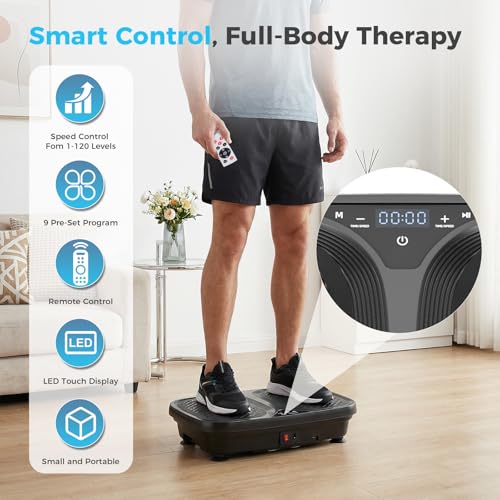 OLIXIS Vibration Plate Exercise Machine Black - Full Body Workout, 9 Auto Modes