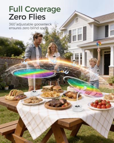 Rechargeable Outdoor Fly Fan with Holographic Blades - White, 4 Pack