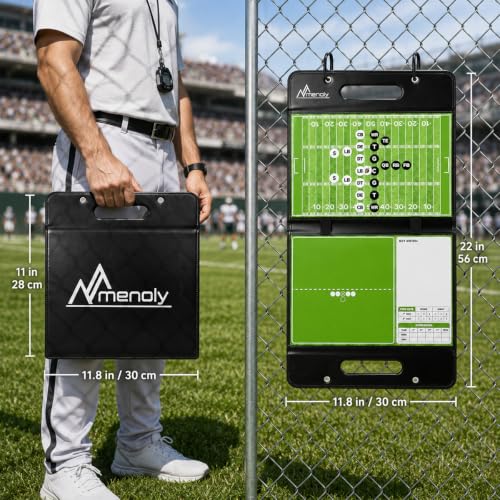 MENOLY Collapsible Leather Football Lineup Board for Coaches - Magnetic Strategy Clipboard, Digital Play Organizer, Football Coaching Tool