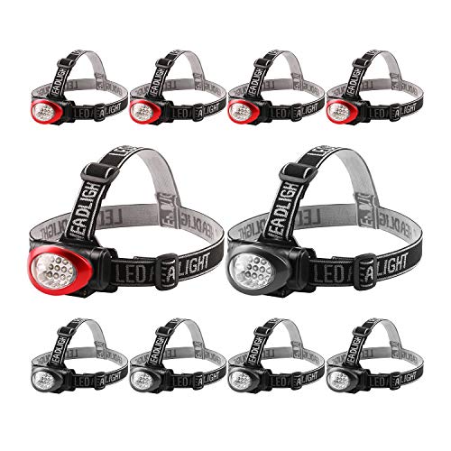 LED Headlamp 10 Pack - 12 LED Portable Headlight with 3 Modes for Camping Running Hiking