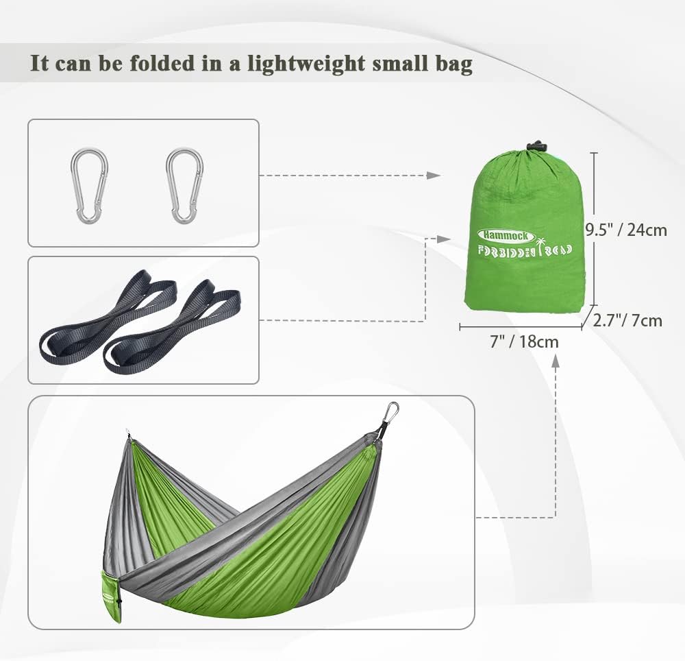Forbidden Road Camping Hammock 400lbs Capacity Portable Hammock for Outside, Backyard, Travel, Backpacking, Beach