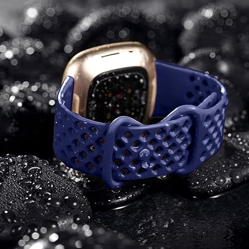 Maledan Breathable Waterproof Sport Band for Fitbit Versa 4 & Sense 2 - Black, Navy Blue, Space Gray, Army Green, Large