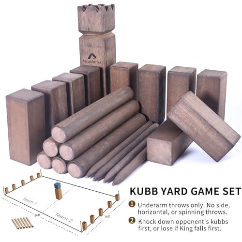 Brown Kubb Yard Game Set - Outdoor Lawn Toss Game with Carrying Case for Family & Kids