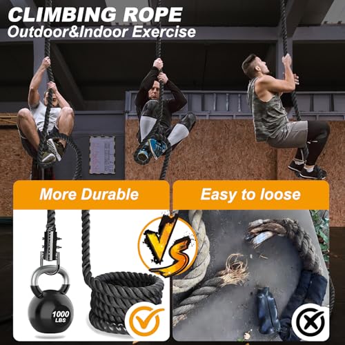 1.5 Inch Diameter Climbing Rope Gym Workout - 10ft Heavy Duty Exercise Rope for Indoor & Outdoor Fitness