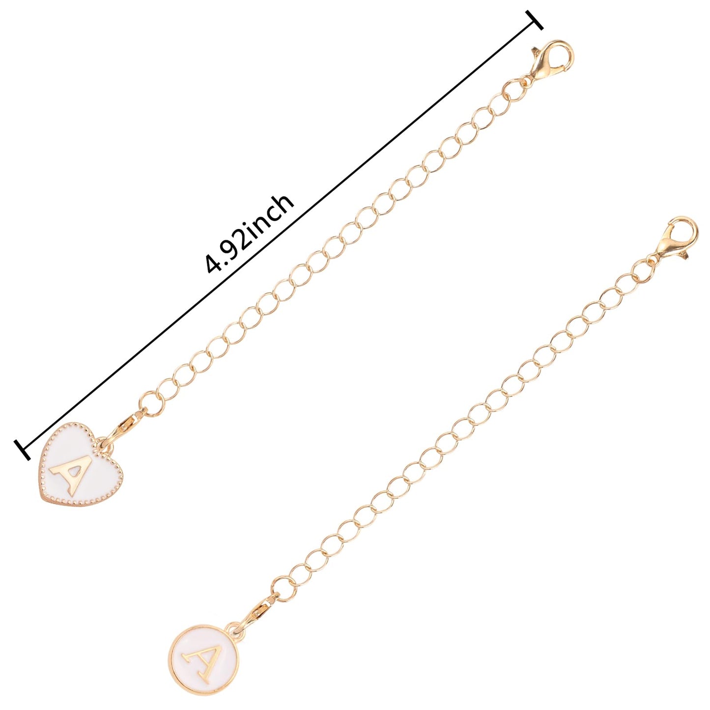 HOMICO 2PCS Round Heart Shaped Letter Chain Accessories for Stanley Cup Personalized Name ID Letter Chain Accessories for Stanley Tumbler, A