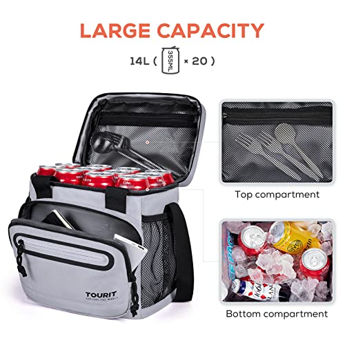 TOURIT Gray Large Insulated Lunch Bag 14L Cooler for Men Women Work, Picnic