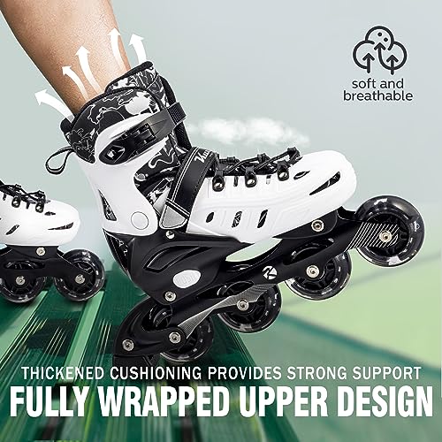 Kids Adjustable Inline Skates with Light Up Wheels - Black, Medium-Big Kid